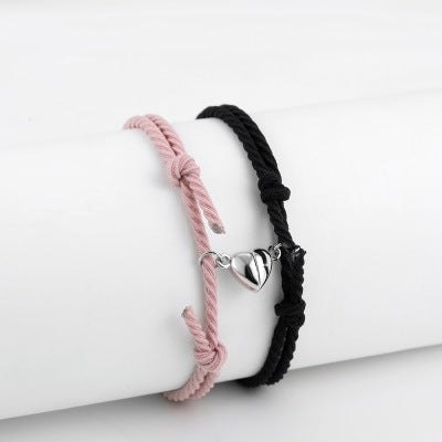 Magnetic Love® armbandje (2 stuks) - Zwart + Roze - sieraden - Pantino